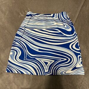 Blue and White Patterned Women's Skirt